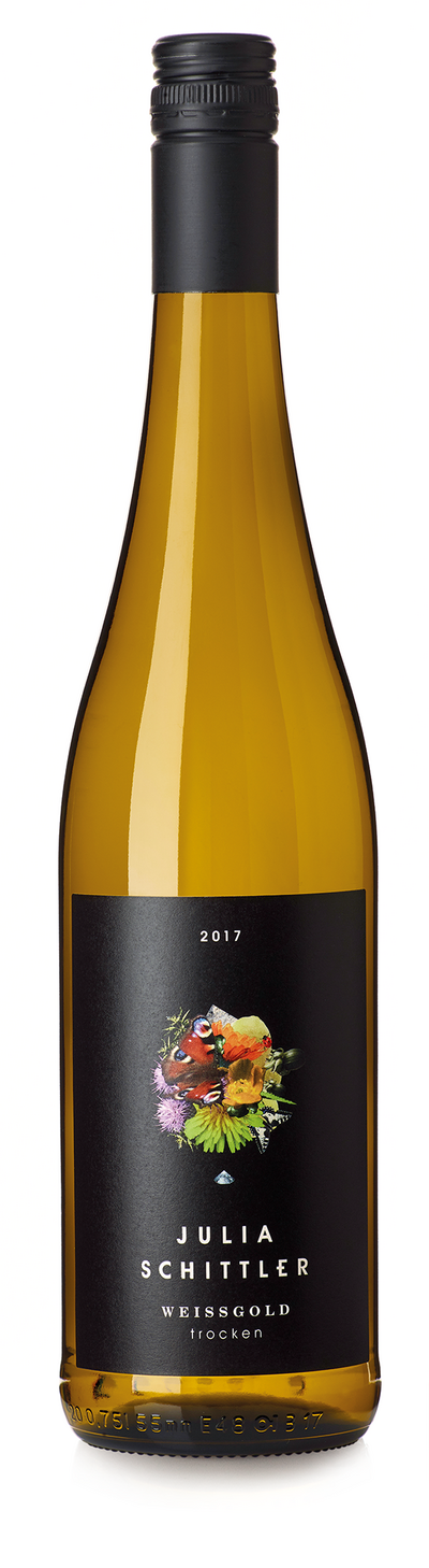 Der 2017er "Weißgold": wie jeder Wein aus der Julia Schittler-Linie erzählt das Etikett die passende Geschichte.