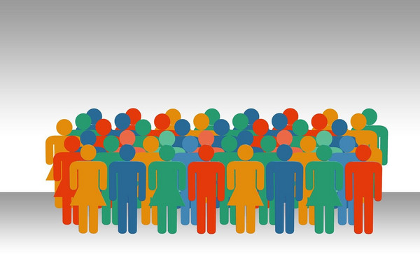 Grafik mit bunten, stilisierten Personen