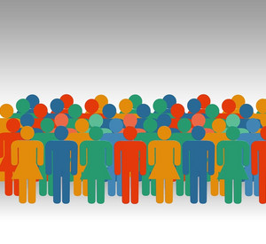 Grafik mit bunten, stilisierten Personen