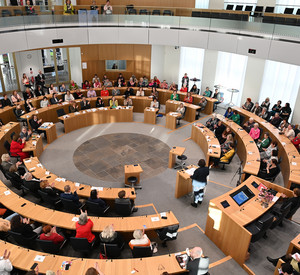 Landtagsplenarsaal von oben
